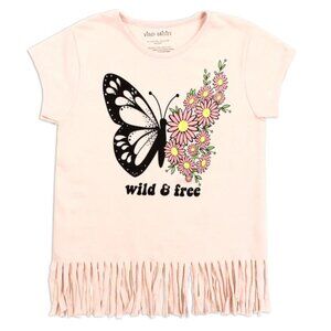 "Wild & Free" Violet Daisies Girl Fringe Top S, M, L